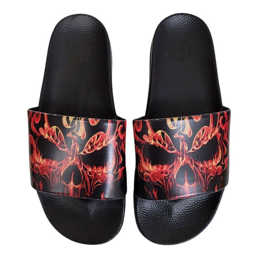 Spiral Direct Unisex Adult Skull Blast Sliders / Black